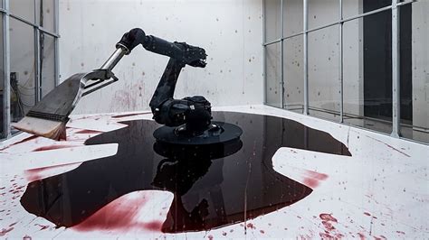 robot leaking hydraulic fluid art dies|Cant Help Myself (Sun Yuan and Peng Yu)